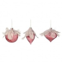 Розовые шары с перьями, 10см (P 34040)